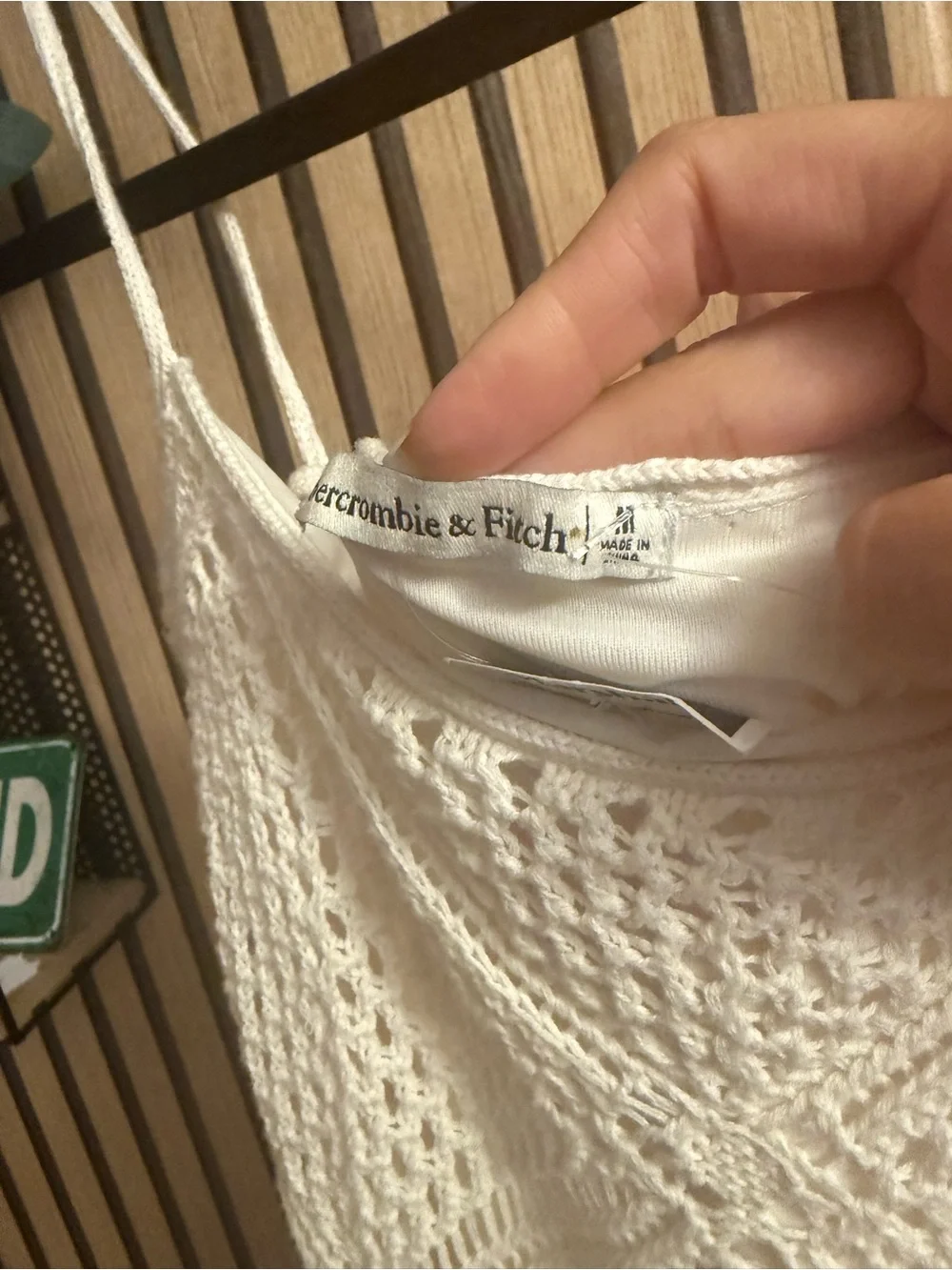Abercrombie & Fitch Cream Crochet Fringe Maxi Dress